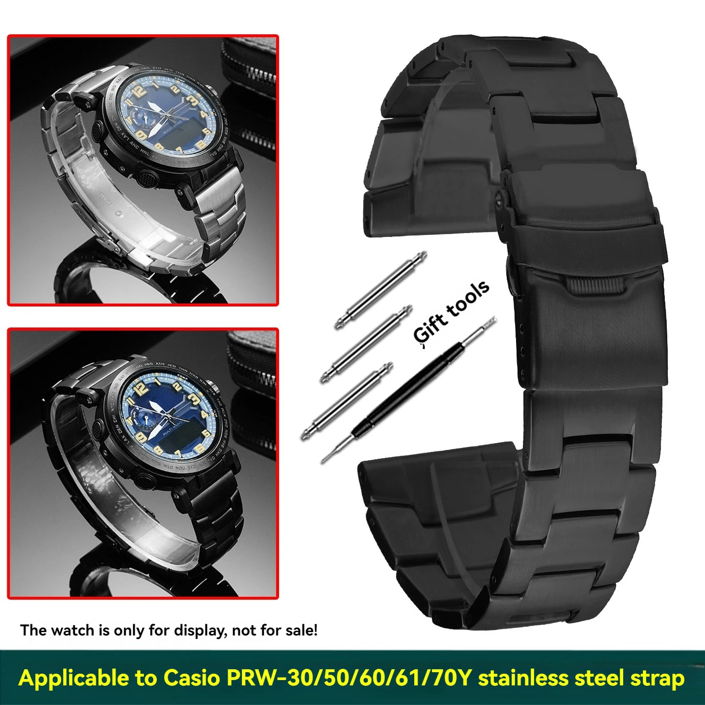 ل كاسيو حزام معدني PRW-60/PRW-61 prw-3400 PRW-30/50/70 الصلبة الفولاذ المقاوم للصدأ سلسلة ساعات حزام الساعات 23 مللي متر اكسسوارات الساعات