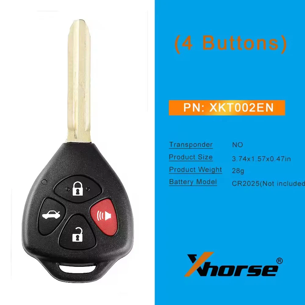 5 шт./лот XHORSE XKTO02EN T-oyota Style F-lat 4 кнопки проводной универсальный дистанционный ключ