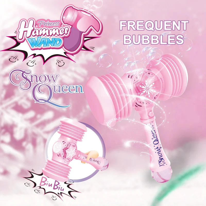 Petite machine à bulles de marteau rose lumineuse, cadeau de fête des enfants, jouet de baguette magique en forme de cœur féerique