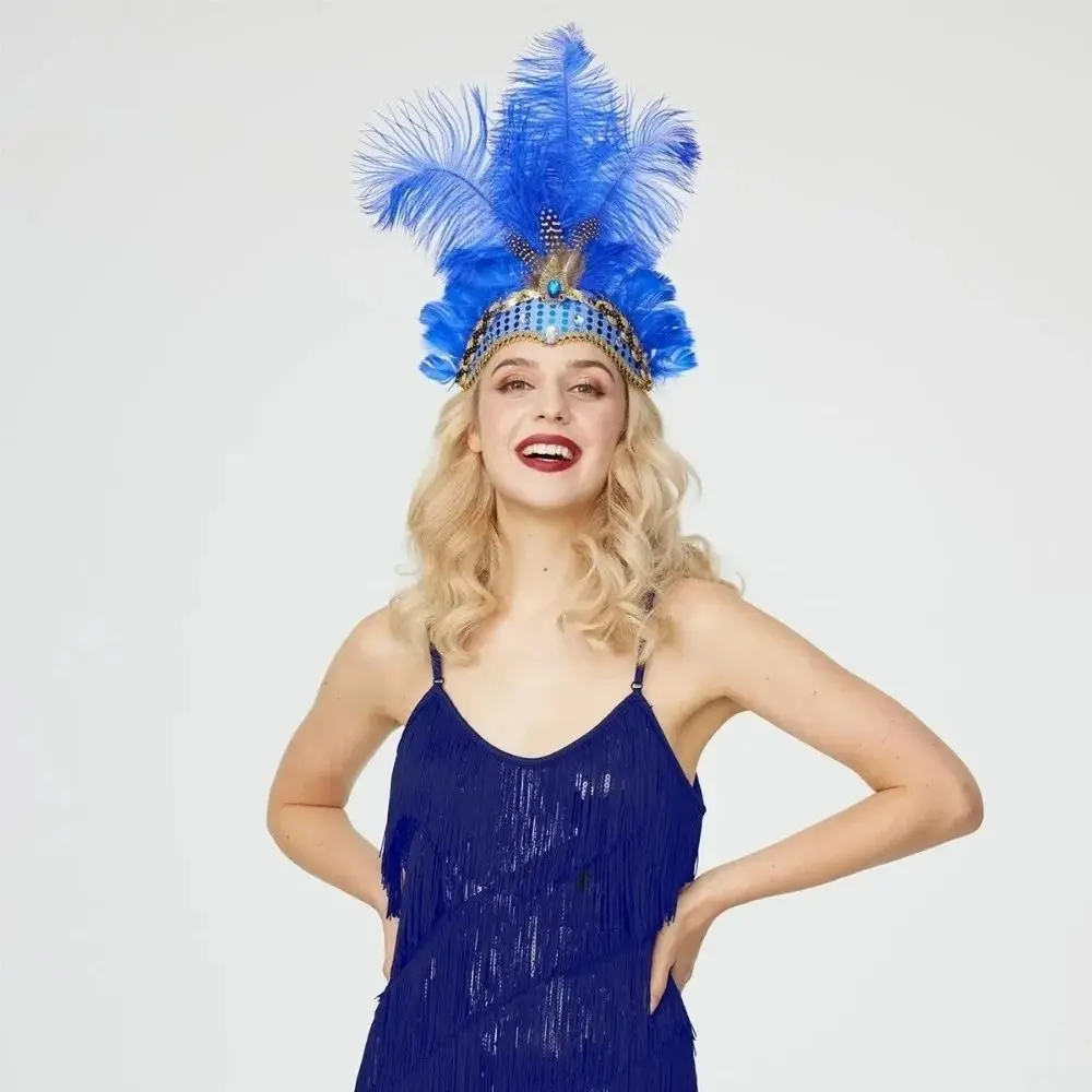 

Exquisite Colorful Feather Headpiece Elegant Vintage Sequin Feather Headband Glitter Hair Hoop