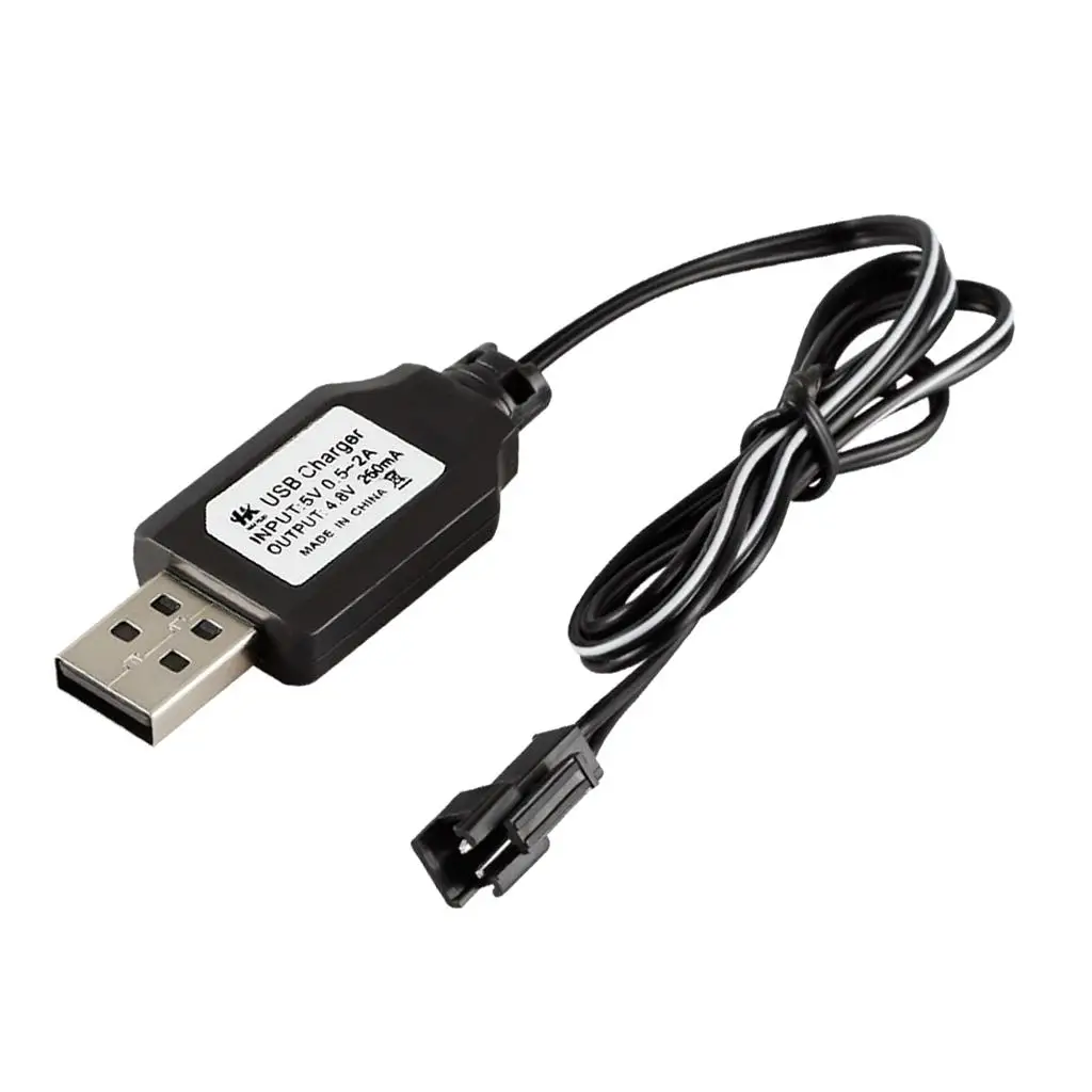 

USB Charger Cable for RC Car Battery 4.8V SM Plug Fast Charging Cord for Nicd Nimh Rechargeable Batteries
