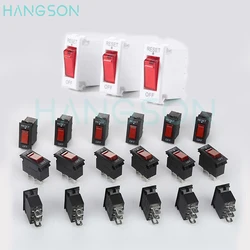 5PCS Rocker Circuit Breaker Switch Red Button 3 Pin Thermal 220V Overload Protector 5A 250VAC Current Circuit Breaker with Light