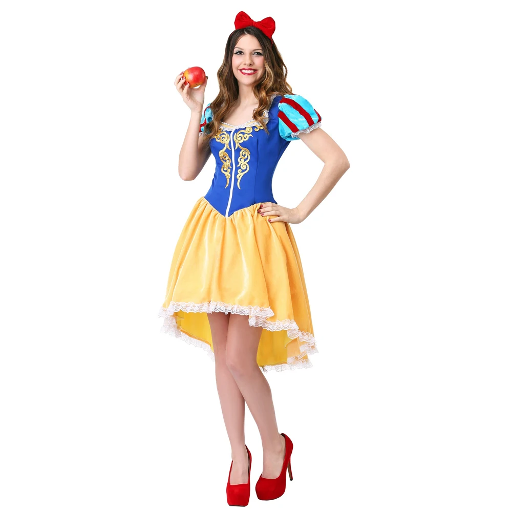 Costume de princesse reine des neiges pour femme, tenue blanche-neige, Cosplay, vêtements de fête, de vacances, pour adultes