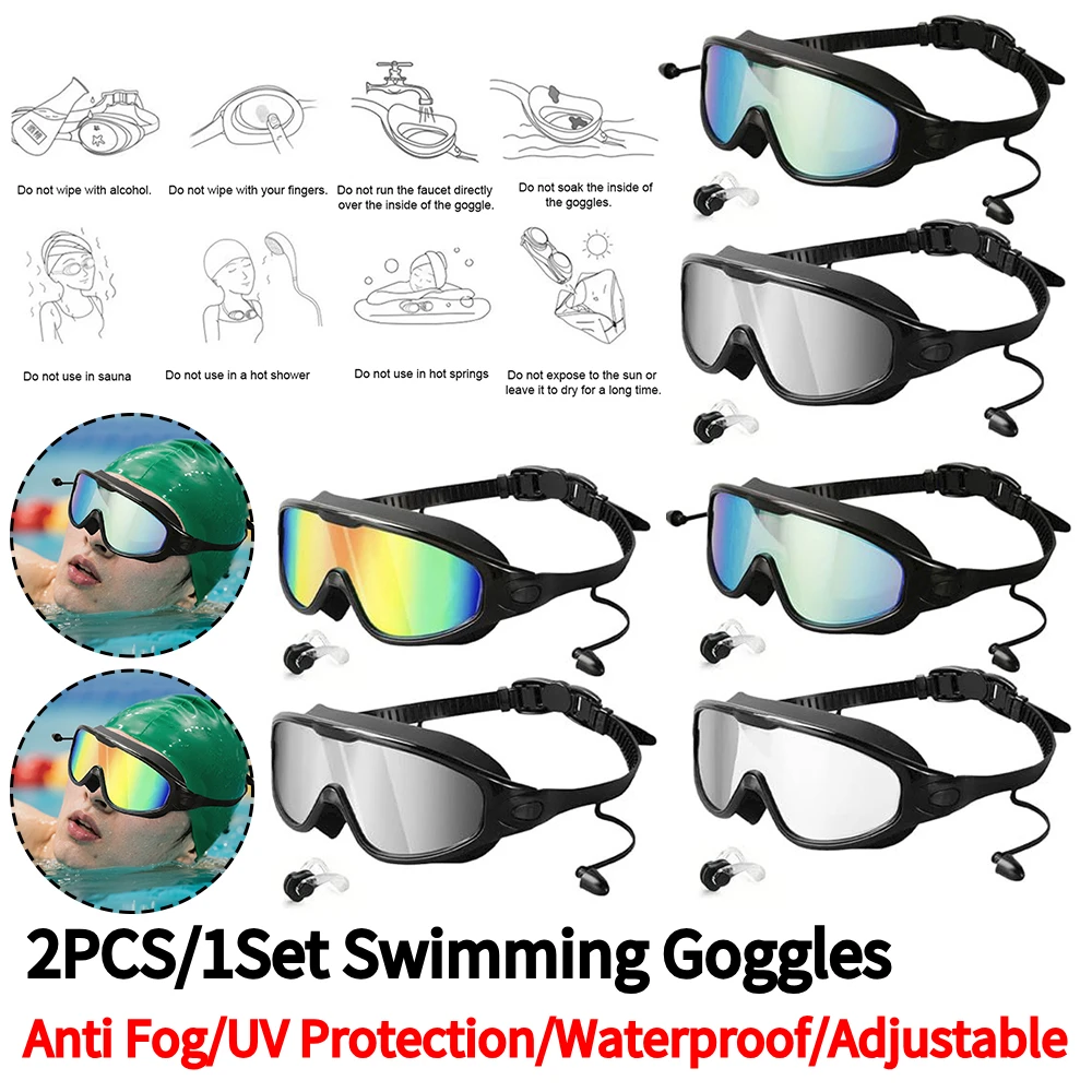 

Anti Fog Swimming Goggles UV Protection Swimming Goggles Adjustable Swim Sports Eyewear Wide View for Men Women