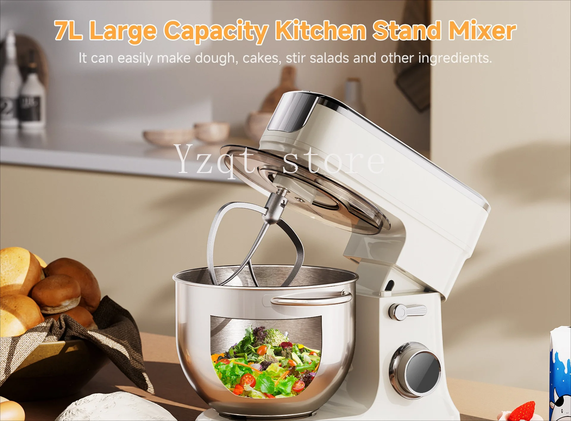 Cross-border 7L dough mixer whipping egg white cream multifunctional chef mixer standmixer