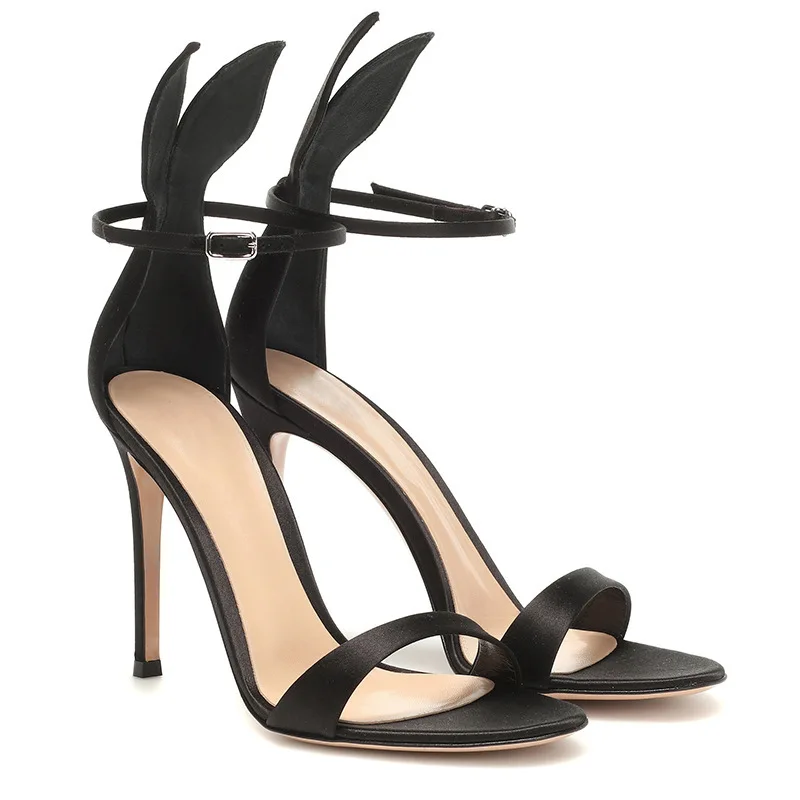 

Rabbit Ears Decor Women Sandals Ankle Strap Dress Pumps Black 10CM High Heels Sexy Ladies Shoes Sandalias Femmes