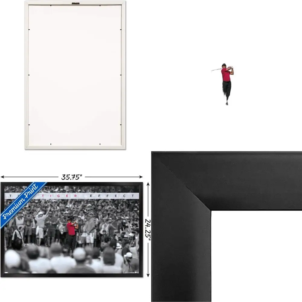 Póster de Tiger Woods con marco negro: el efecto tigre, 22,375x34 pulgadas