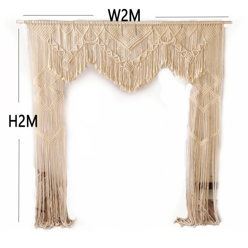 Handmade Macrame Wedding Backdrop Arch Arbor Panels Outdoor Beach Wedding Wall Hanging Drapery Window Curtain Boho Tapestry