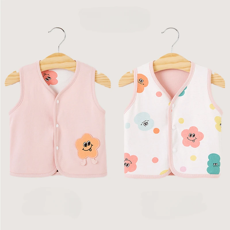 Spring and Autumn Cartoon Baby Little Horse Clip for Boys and Girls Double Layered Pure Cotton Reversible Wear Children Vest