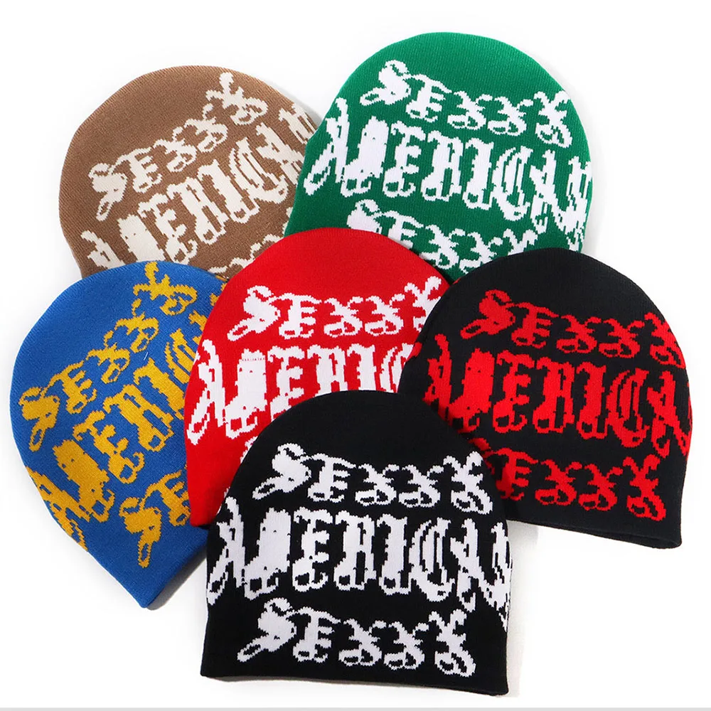 

Women's Caps Letters Multicolor Y2K Gothic Personality Trend Casual Knitted Hats For Men Autumn & Winter Warm Hat