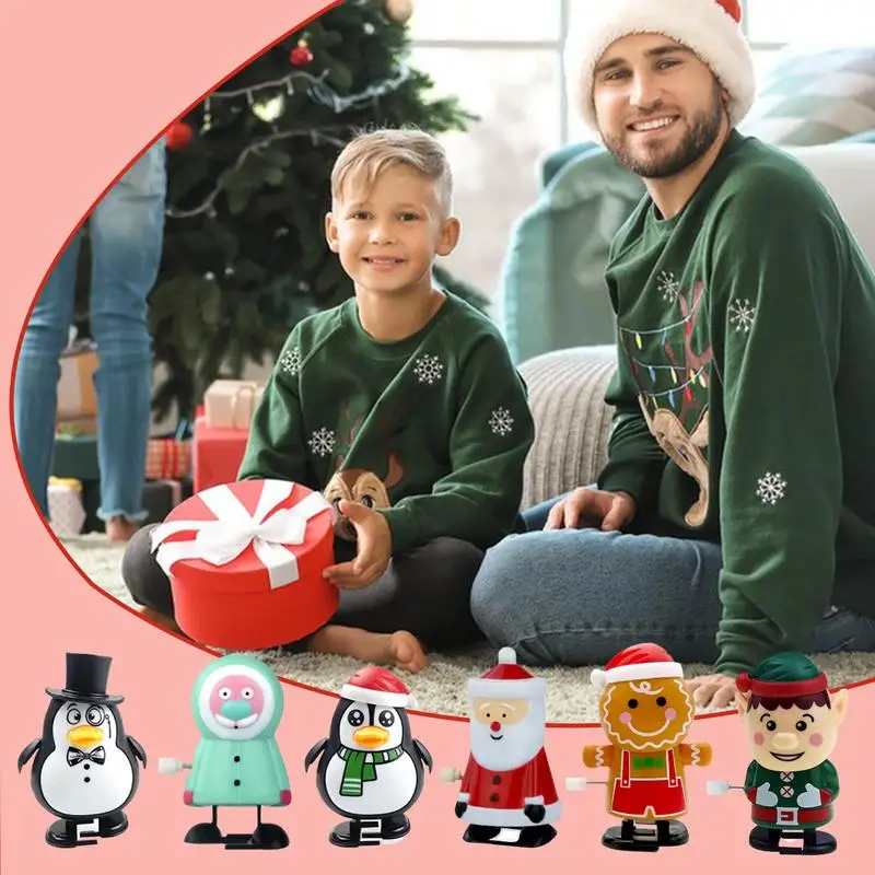 Natal acabar brinquedos 6x dos desenhos animados crianças brinquedos de natal bonito papai noel homem de gengibre pinguim colorido mesa peças centrais