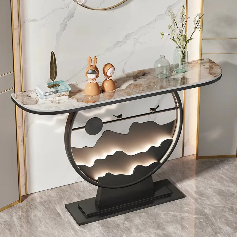 Modern Marble Console Table for Living Room Entryway-Durable Stable Convertible Design