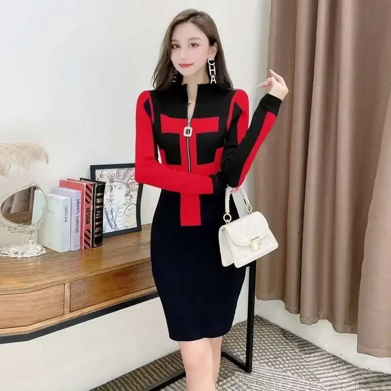 Short Extreme Mini Sexy Daring Women\'s Crochet Dresses Long Sleeve Thic Elegant Party Kpop Korean Fashion X G Female Knit Dress