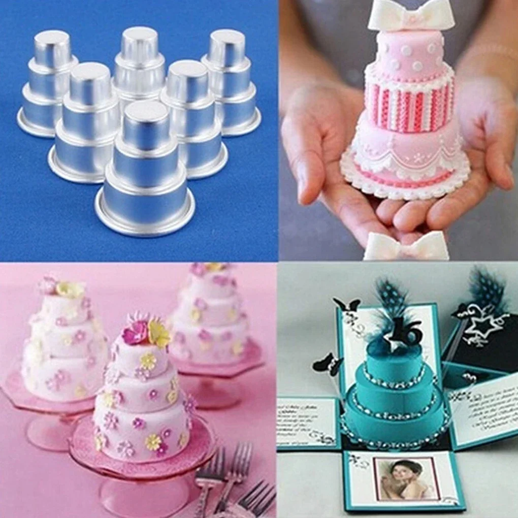 Mini 3-Tiered Cake Pan Pudding Home Birthday DIY Mold Muffin Decorating Mould Tools Simple Fashion Models To Make Cake Supplies