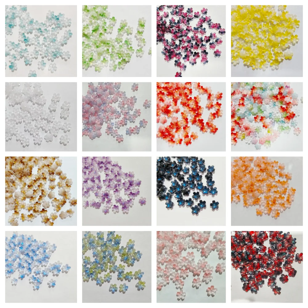 100 шт., градиентные цвета, восточные вишневые бусины, ручная работа, 3D мини-разделитель Сакура, свободные бусины, каваи, прозрачные