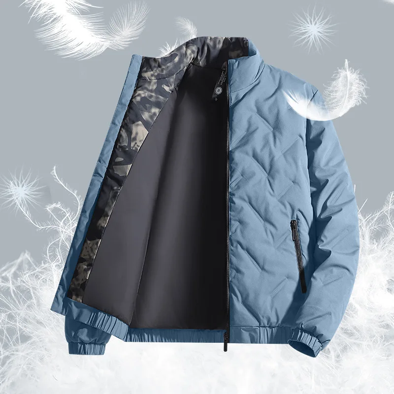 Winter Men Down Jacket Short Style White Duck Down Warm Stand Collar Down Coat  puffer jacket men  пуховик мужской зима JK-220