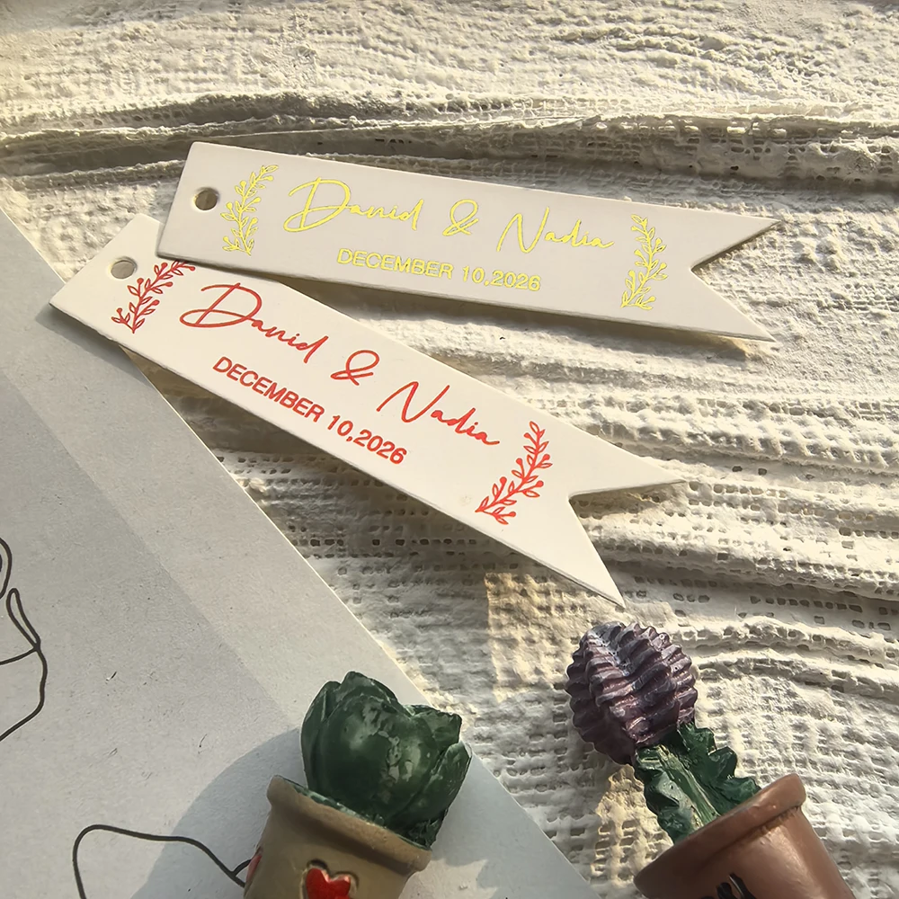 

TT6-18x80mm Rectangle tags Personalized Customization Golden Text Print Personalized Wedding Birthdays Customize Text Logo