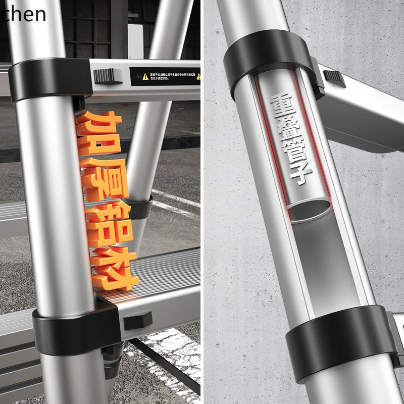 HXL Telescopic Ladder Aluminum Alloy Thickened Engineering  Wall-Mounted Lift Multi-Functional Telescopic Ladder