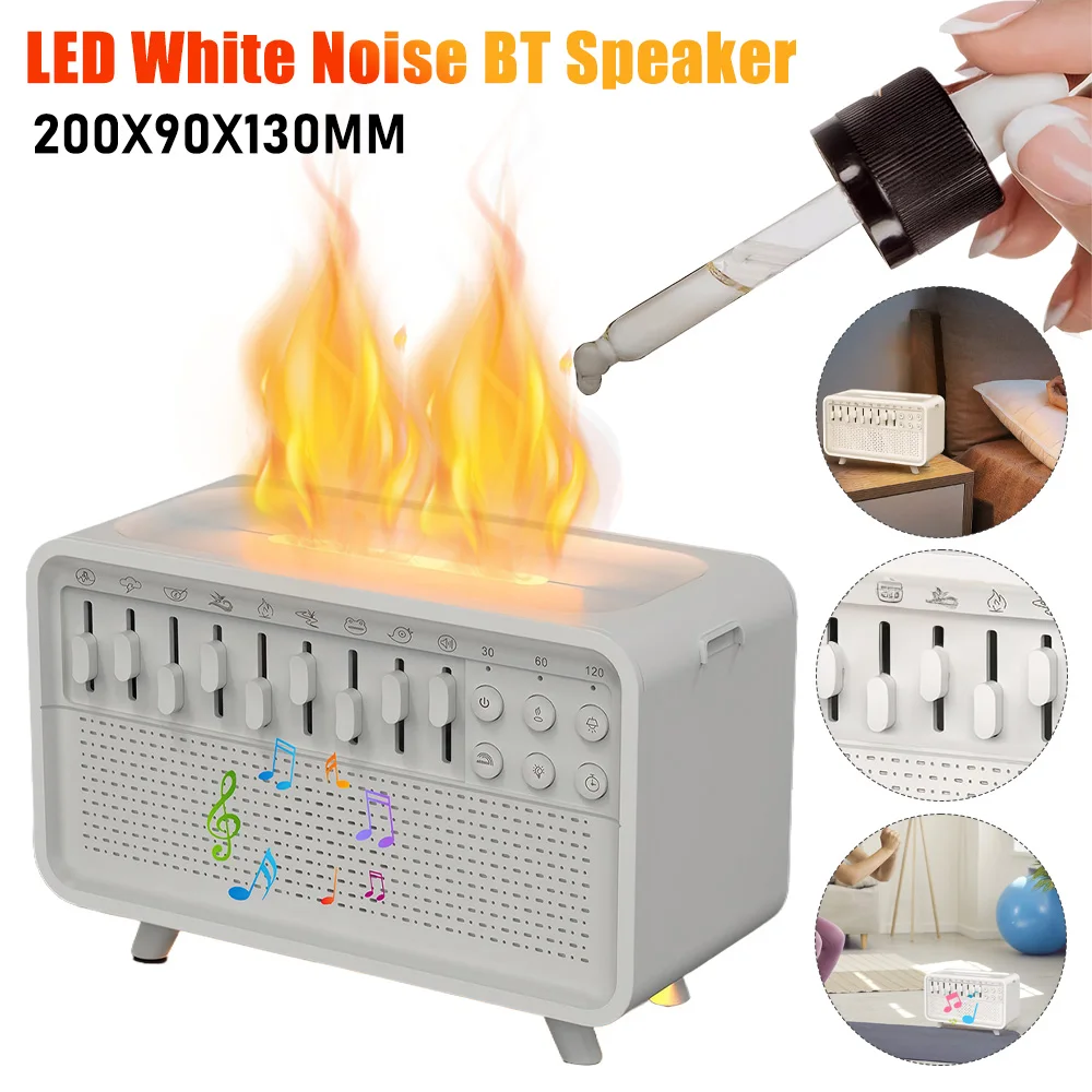 

LED White Noise Speaker With Flame Aroma Diffuser Timer Sleep Sound Machine 3-Level Dimming For Sleep Therapy For Home Bedroom