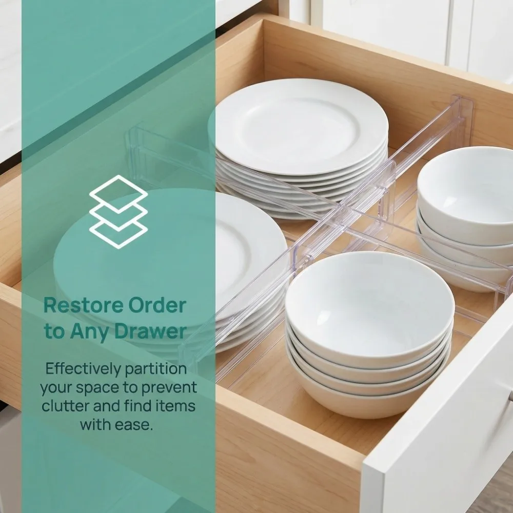 Прозрачная телескопическая разделительная перегородка для ящиков, универсальный органайзер для хранения, регулируемая выдвижная разделительная панель для кухни
