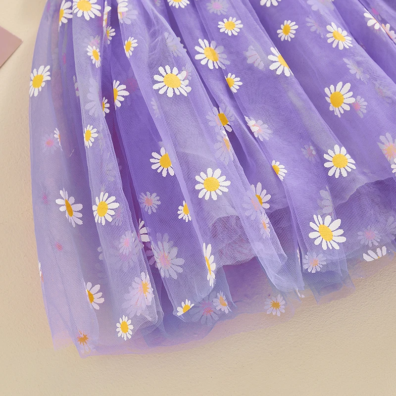 Baby Kids Girl’s Slip Dress Sleeveless Flowers Summer A-line Dress Tulle Princess Dress for 6 Months to 5 Years