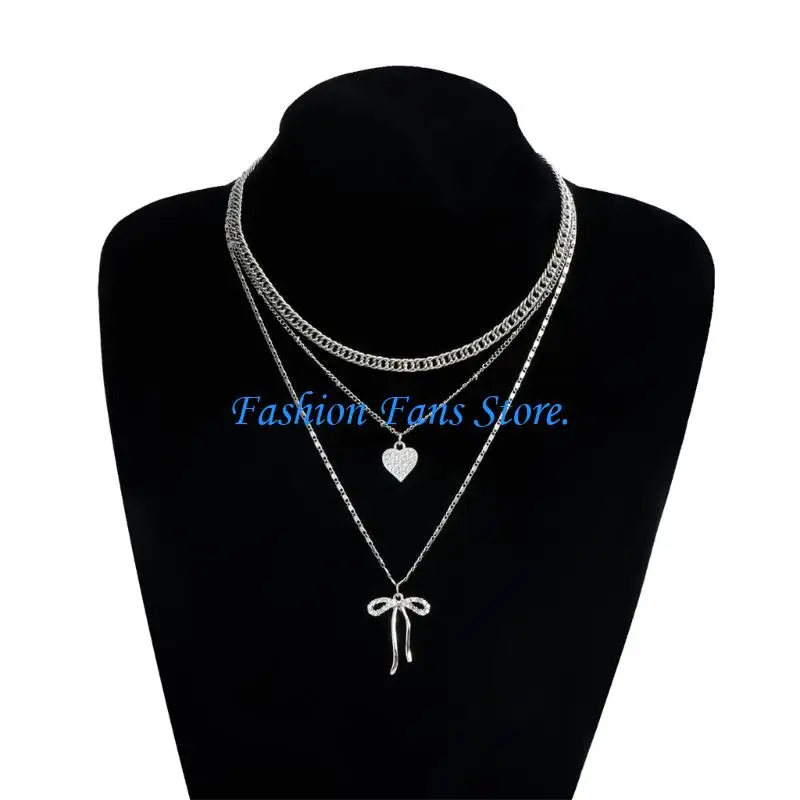  Crystal Decorated Bend Plan Heart Charm Necklace Permanent Mixture Chain Perfect For Gift Offering