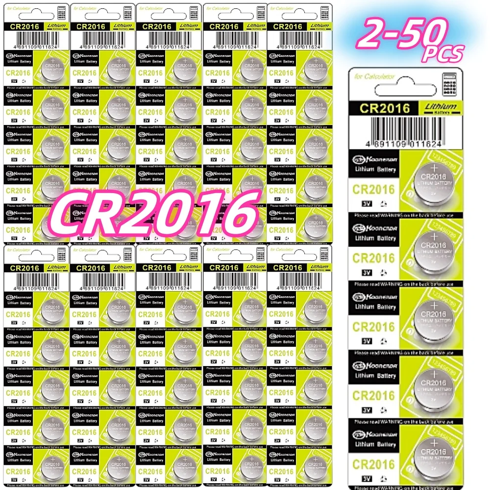 2024NEW 2-50PCS CR2016 3V Lithium Button Battery DL2016 DL2016 LM2016 CR 2016 Watch Batteries Coin Cell  for Toys Clock Computer