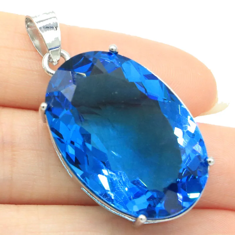 Buy 5 Get 1 Free 40x20mm Eye Catching 11.5g Big Gemstone Golden Citrine Pink Tourmaline London Blue Topaz Silver Pendant