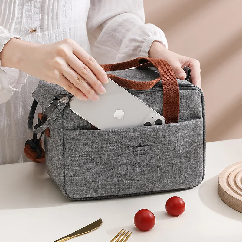 Portable Lunch Bag For OL Women Thermal Insulated Lunch Box Tote Cooler Handbag Waterproof Bento Pouch Office Food Shoulder Bags