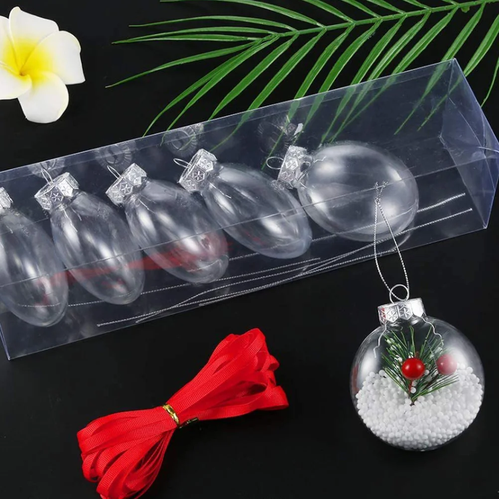 

20 Pcs Flat Ball DIY Hanging Decoration Macaron Transparent Hollow Christmas (60mm Ball) 20pcs Tree Ornaments Decorate Display