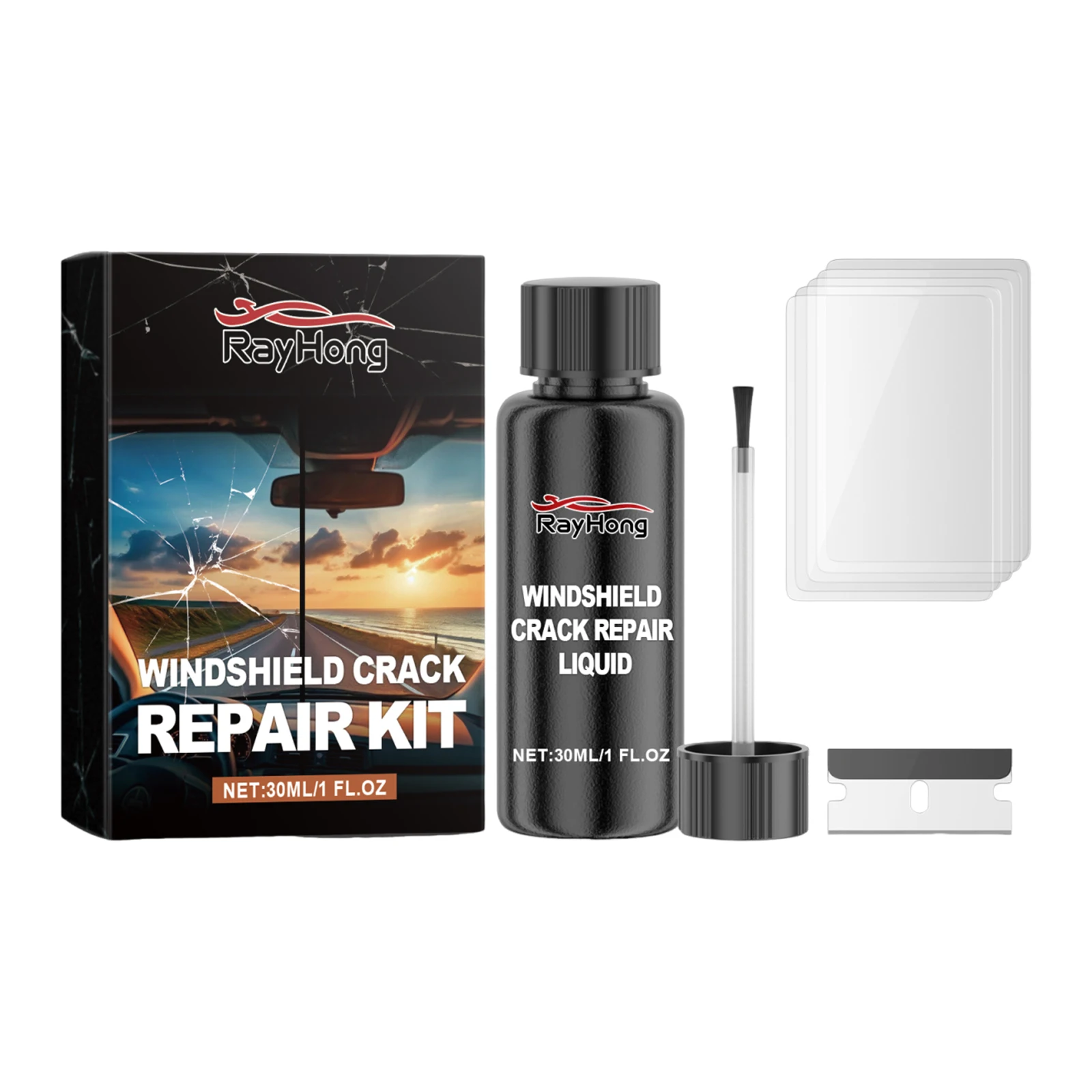 طقم تصليح الزجاج الأمامي 30 مللي الشقوق طقم تصليح الزجاج زجاج السيارة الأمامي الكراك إصلاح السائل لرقائق الشقوق