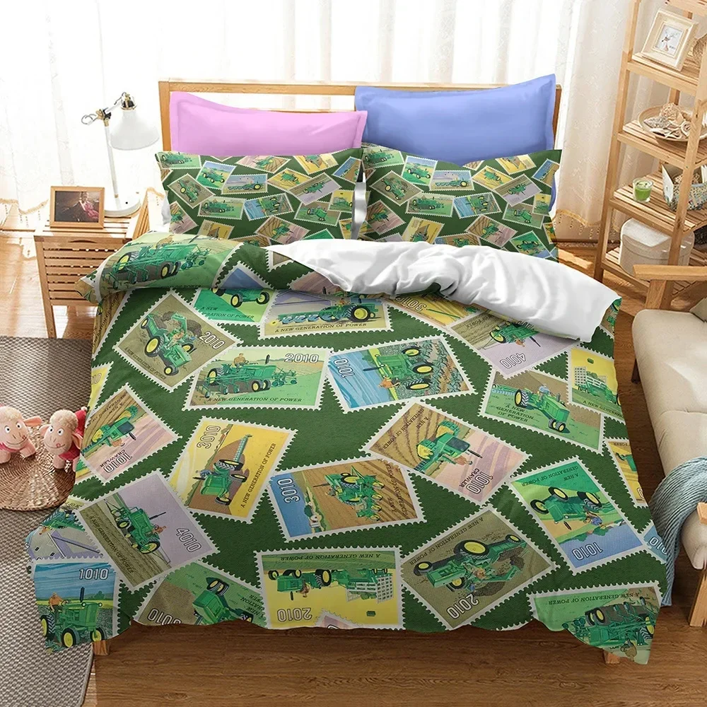 

3D Print Tractor Bedding Set,Duvet Cover Comforter Bed Set Quilt Cover Pillowcase,King Queen Twin Size Boys Girls Adults