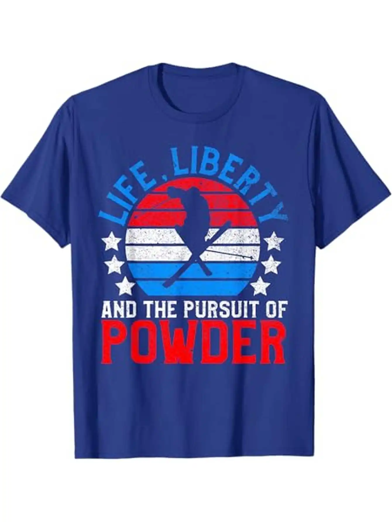 Funny Skier & Skiing Lover July 4th Gift T-Shirt 100% Cotton O-Neck Short Sleeve Summer Casual Mens T-shirt Streetwear