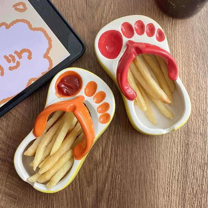 

Flip Flops French Fries Plates Pranks Fun Toys Creative Ideas Interesting Ashtrays Kitchen Plates Home Decor Christmas Gifts