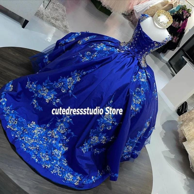 Feito sob encomenda azul quinceanera vestidos 2022 apliques beading mexicano meninas aniversário formatura vestir de 15 años