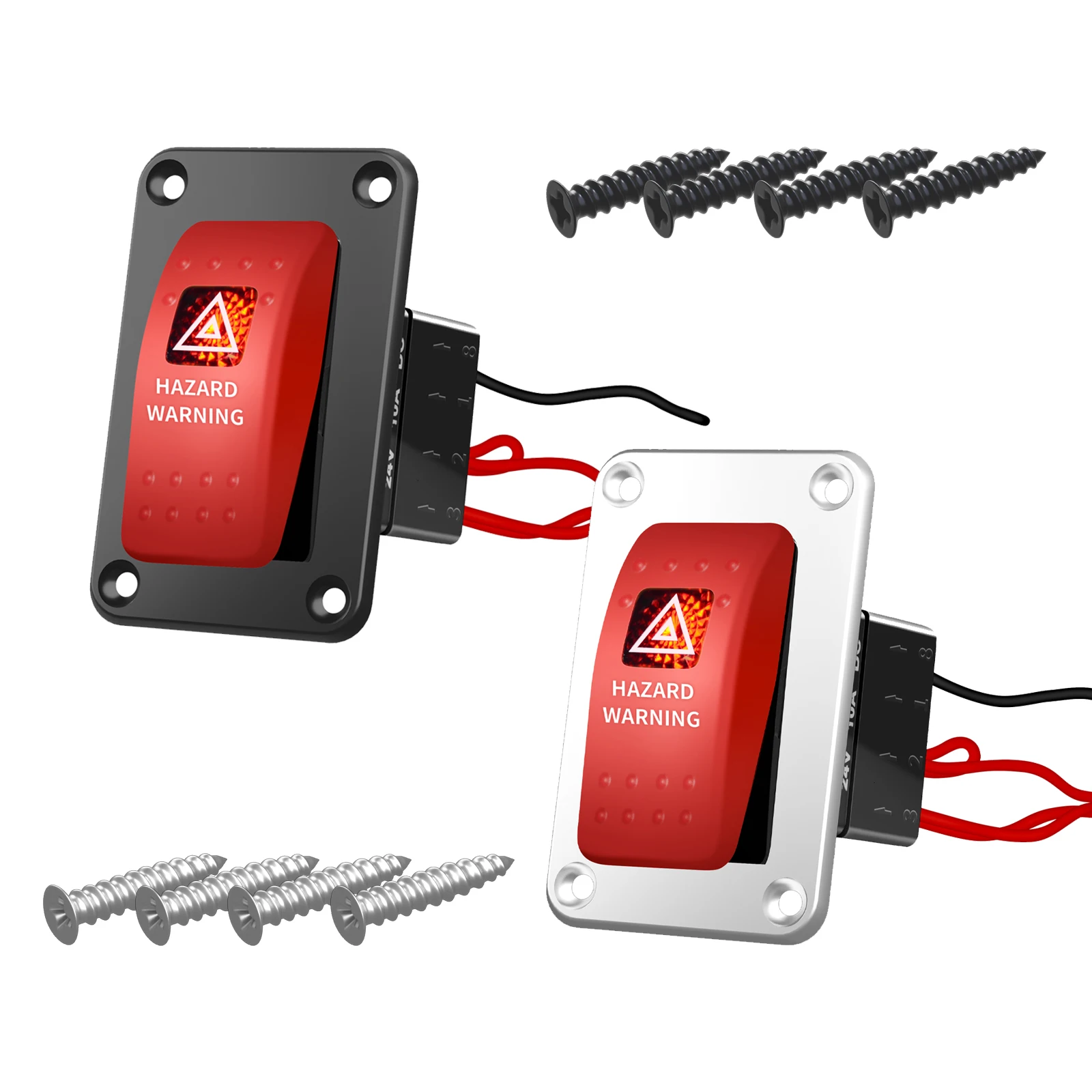 Hazard Warning Rocker Switch 12V DPST Red Led Car Light Switch Plug Socket Connector Harness Kit Waterproof Boat Off Road