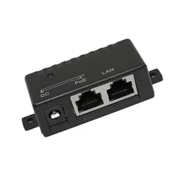 PoE World Gigabit 24V 48V Passive Injector Black Ethernet Segregator PoE Injector 2.1x5.5DC RJ-45 connector for VOIP Phones