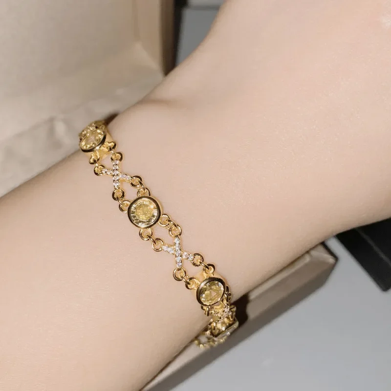 MDL مويسانيتي نمط باريس موضة يتوهم اللون سوار المرأة 18 كيلو تقليد Argyle الماس الأصفر تألق مجوهرات #4