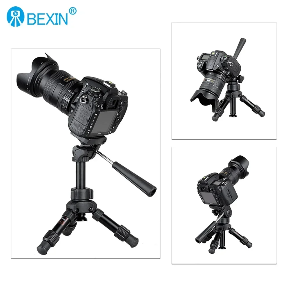 BEXIN MS02 Portable Tripode Mini Tripod Ball Head Digital SLR Camera Tabletop Stand Lightweight Desktop Phone Triangle Bracket