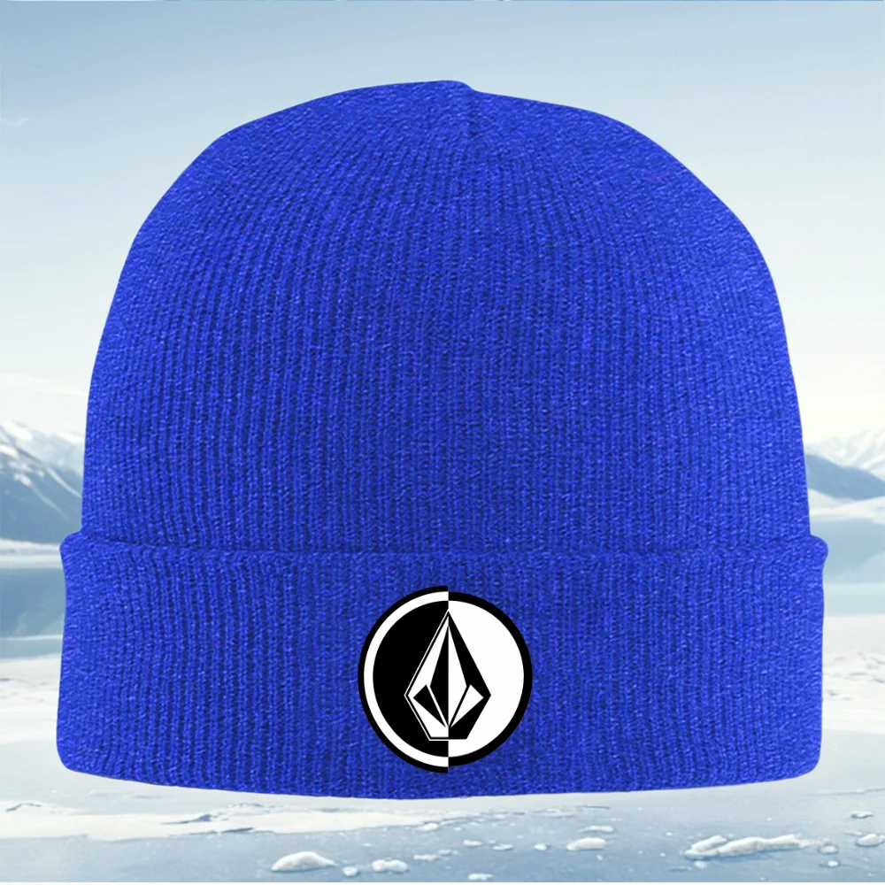 Diamond shape logo inside circle Men Women Unisex Knitted Hat Beanie Pullover Cap Winter Thermal Warm Christmas Outdoor Cycling