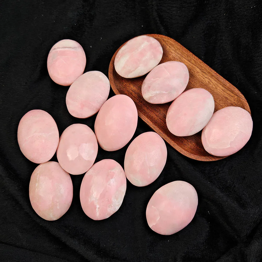 Piedra de piedra Plam de ópalo rosa de alta calidad, artesanía, piedras preciosas rosas curativas, decoración del hogar, adornos de textura suave, regalos, cristal Reiki