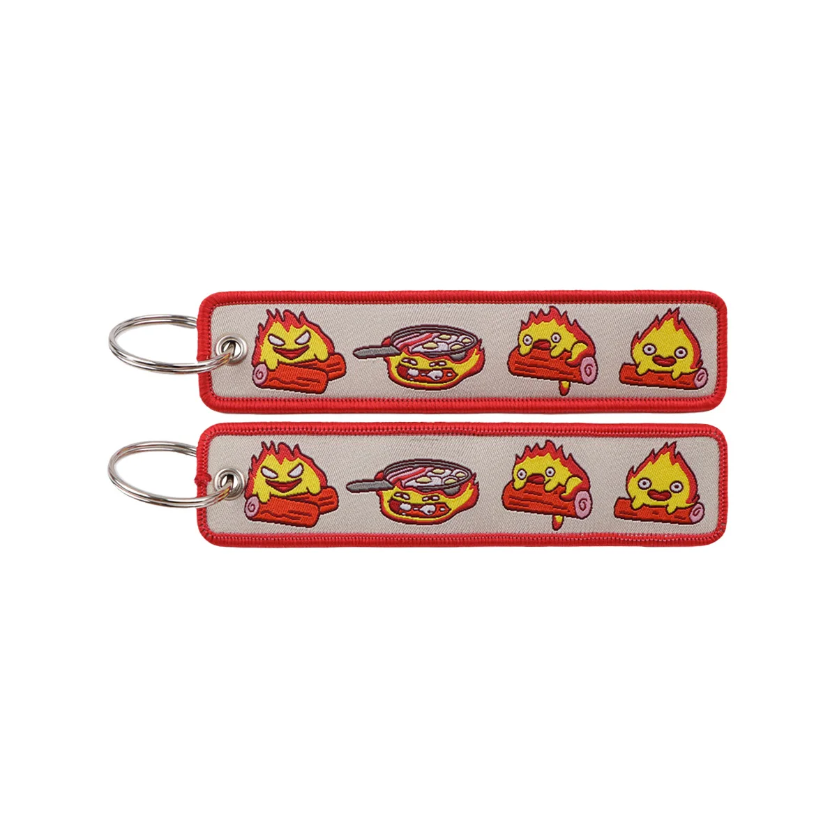 Anime Fire Embroidery Key Fobs Cute Key Tags Keychains for Motorcycles Cars Keyring Cosplay Accessories Bag Decoration Gifts view 5