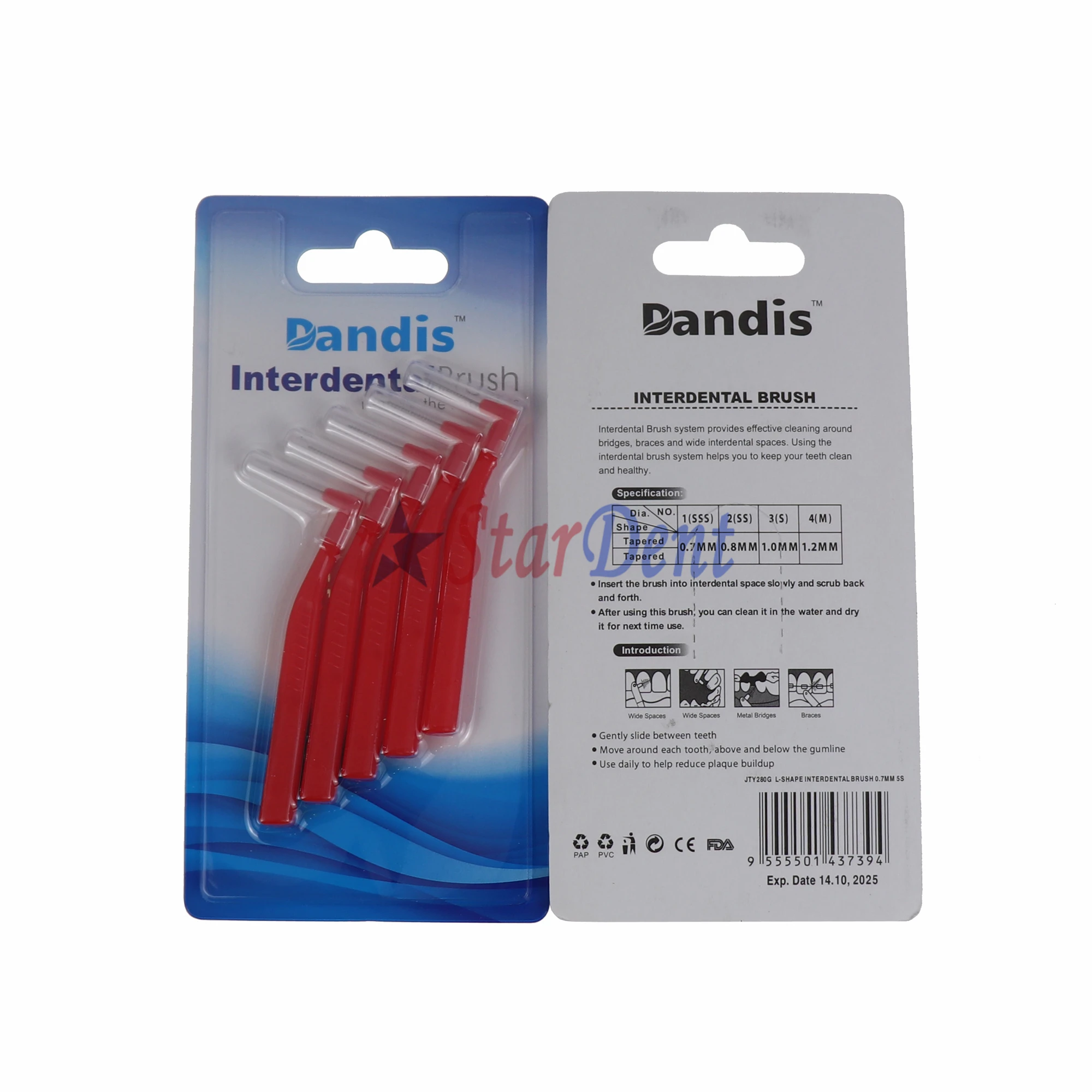 Recyclables Dentals Interdentals  Adult L-Shapeds Cleaning Brush.Orthodontics Materials