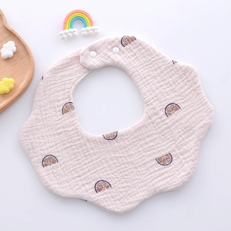 6 Layers Cotton Gauze Baby Bibs Soft Print Petal Burp Cloth Saliva Towel Apron Bandana Scarf for Boys Girls Feeding Drool Bib