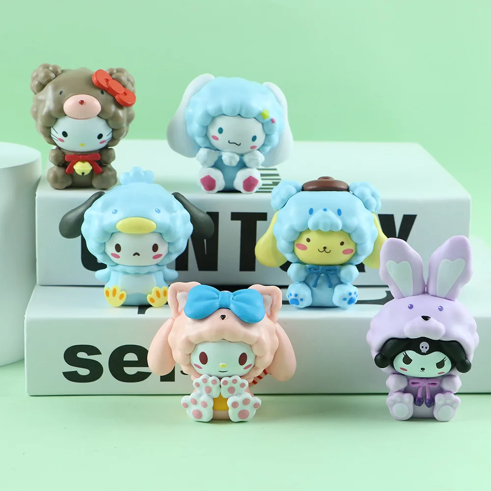 

6pcs/set Kawaii Sanrio Blind Box Anime Figure Pvc Toy Model, Sheep Dress Up Series Anime Dolls Toys Ornaments Gifts for Kids