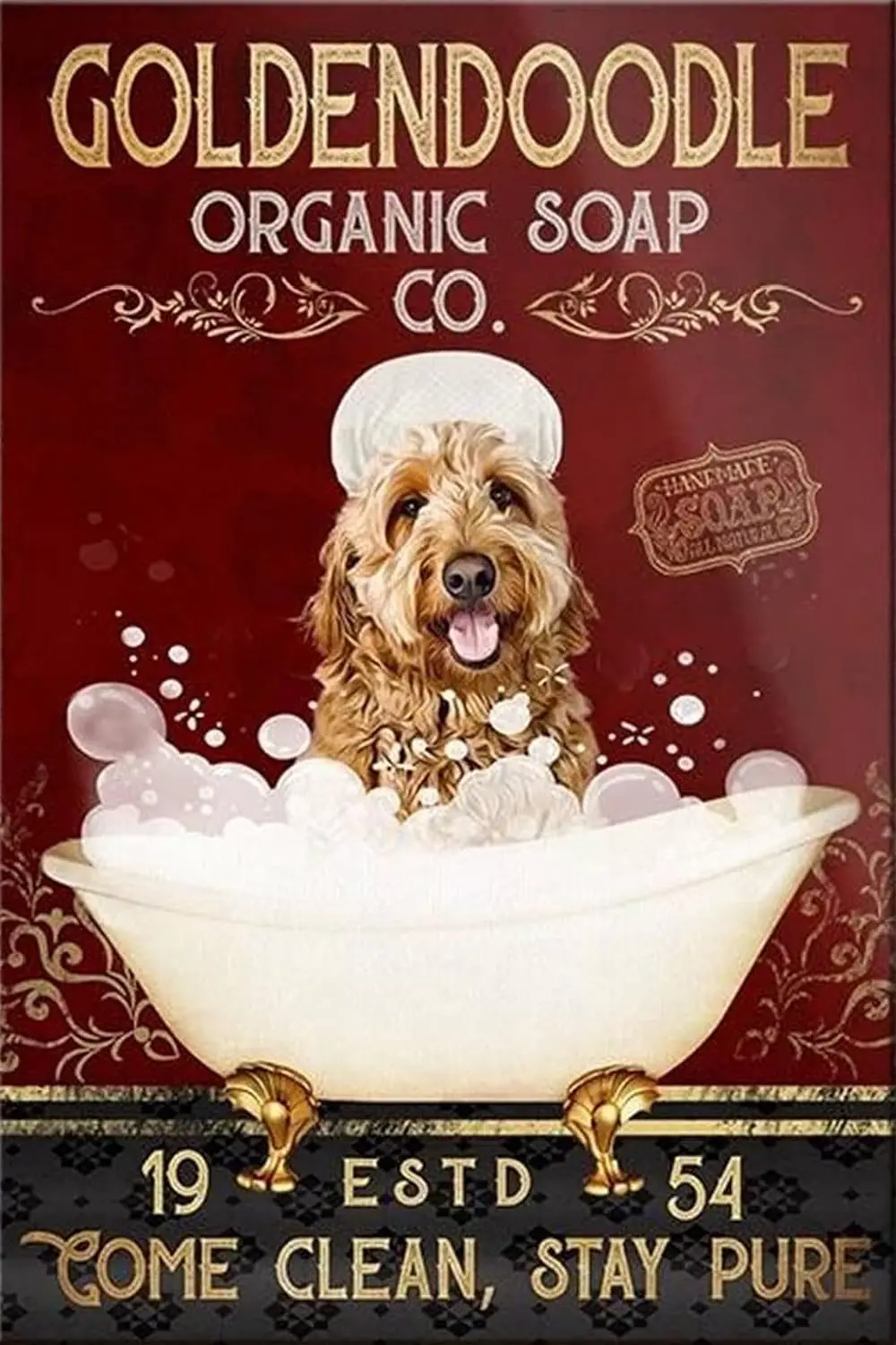 Aluminium Metal Tin Sign Wall Art Goldendoodle Dog Organic Soap Funny Home Cave Garage Bar Wall Decoration Vintage Metal Sign 8