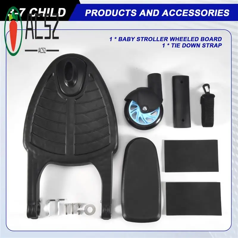 

AC52-Baby Stroller Wheeled Board Kids Wheel Board Stroller Step Stand Ride On Boards Plate Detachable Seat