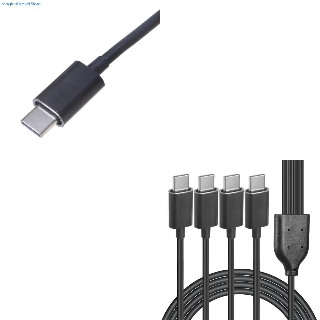 N2UB USB C Multi Head Charging Cable 4x Type C Output Power Supply Cord Splitter Wire Line for Home Office or Travel Use