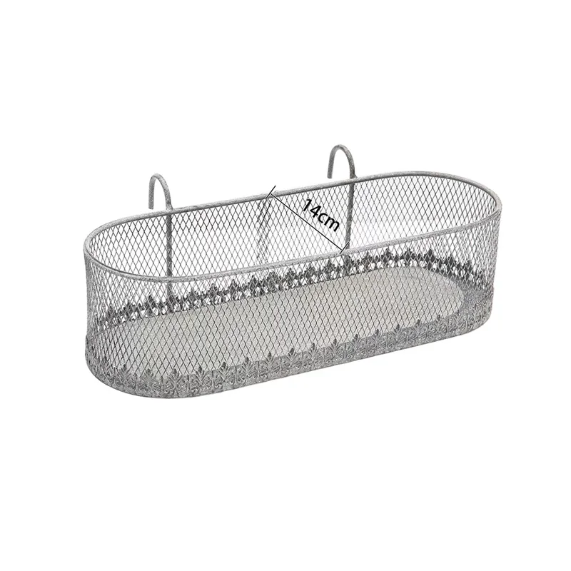 

Vintage Oval Wall Hanging Basket, Iron Metal with Lace Edge Design, Antique White Finish, 39cm x 19cm x 11cm