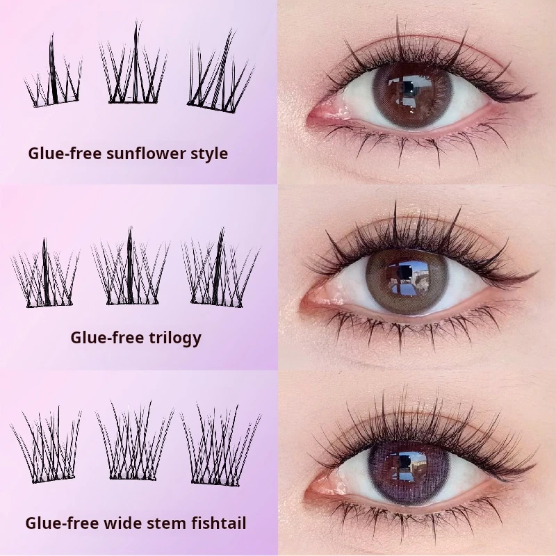 Pestañas postizas sin pegamento, pestañas postizas de gran volumen, 10 filas de pestañas postizas extraíbles, racimo de pestañas de girasol